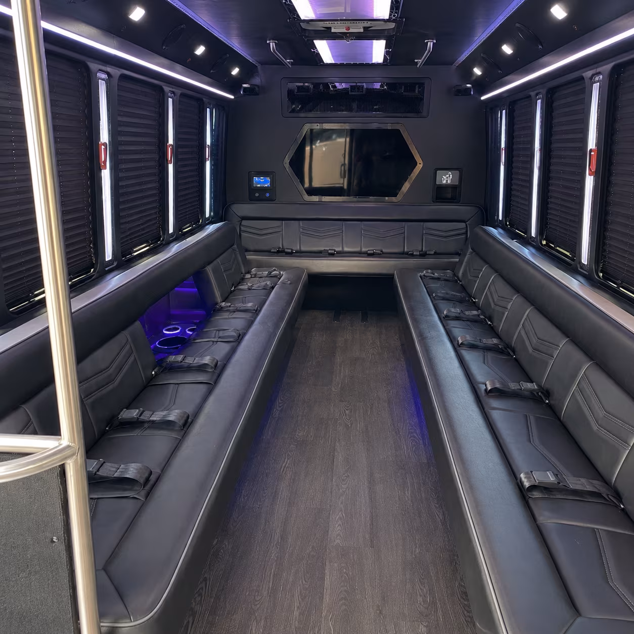 bentonville 18 passenger party bus interior