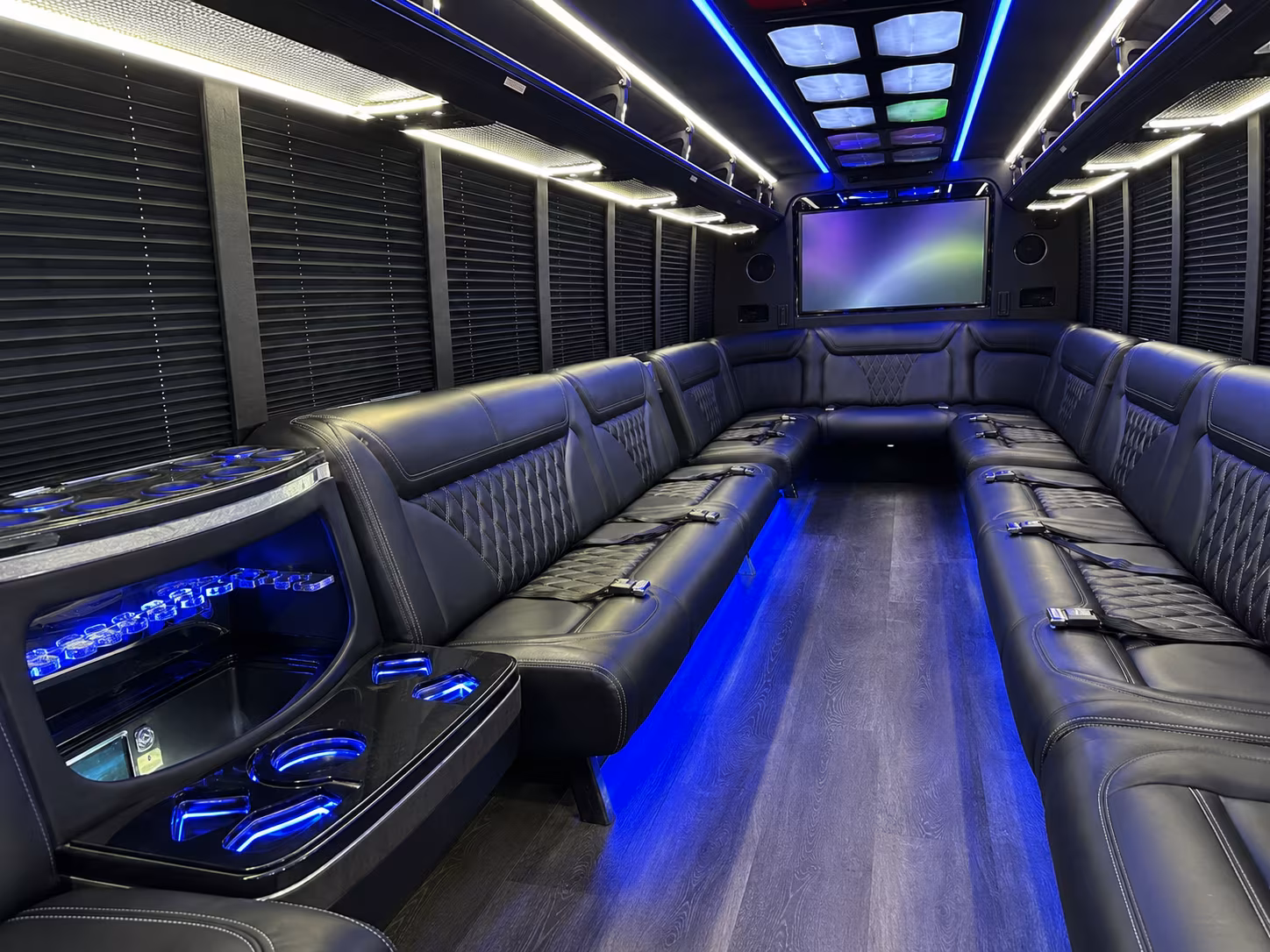 bentonville 20 passenger party bus inside