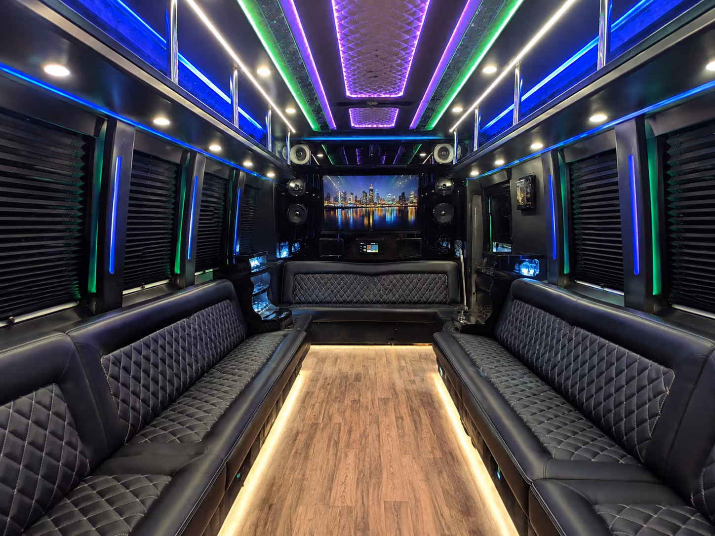 bentonville 25 passenger party bus interior