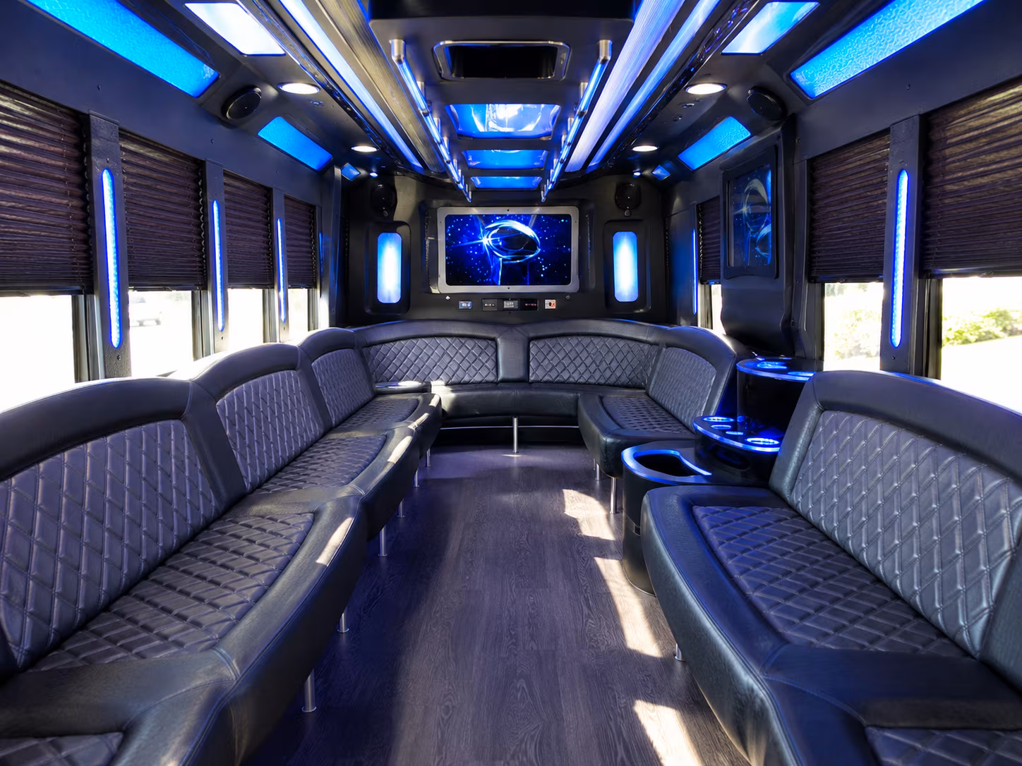 bentonville 28 passenger party bus inside