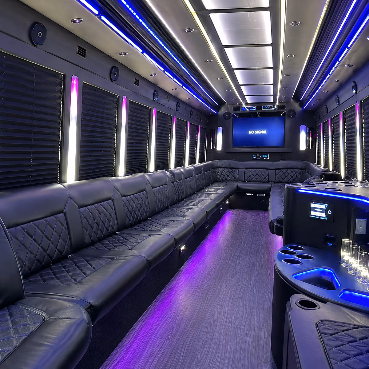 bentonville 30 passenger party bus inside