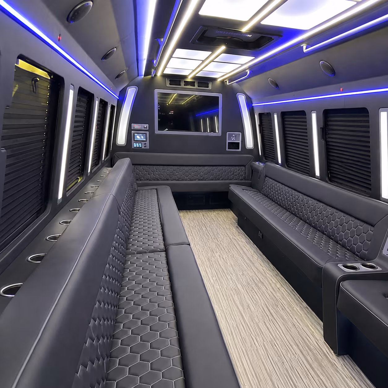 bentonville 40 passenger party bus inside
