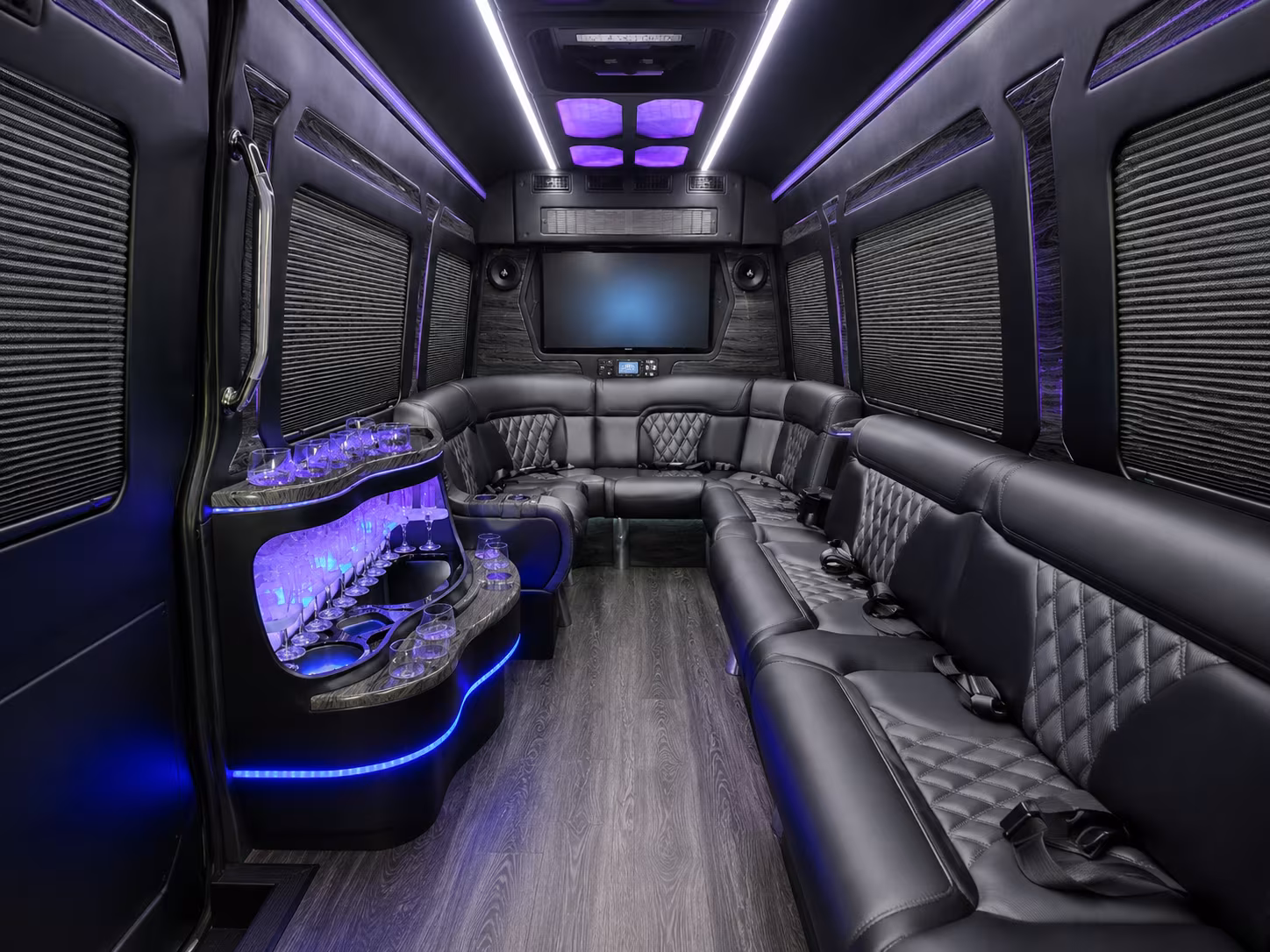 bentonville 40 passenger party bus interior