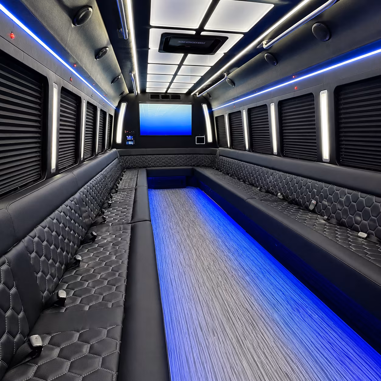 bentonville 50 passenger party bus inside