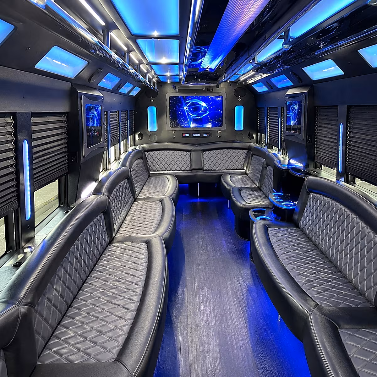 bentonville 50 passenger party bus interior