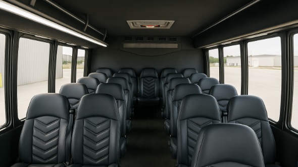 Interior of Charter Bus Company Rogers's 18 Passenger Minibus in Rogers