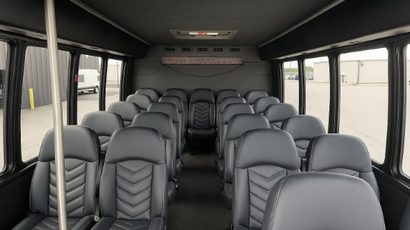 Interior of Charter Bus Company Rogers's 30 Passenger Minibus in Rogers