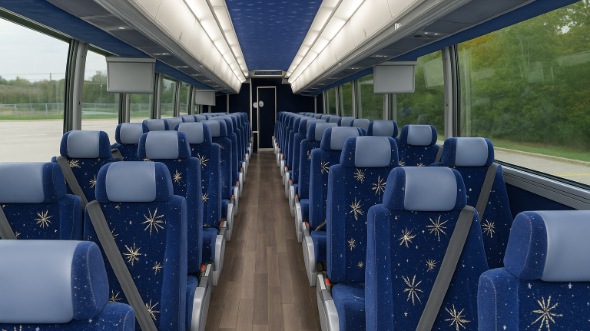 Interior of Charter Bus Company Rogers's 50 Passenger Charter Bus in Rogers