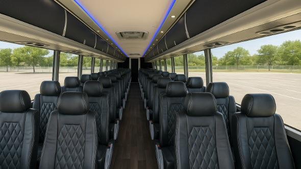 Interior of Charter Bus Company Rogers's 54 Passenger Charter Bus in Rogers