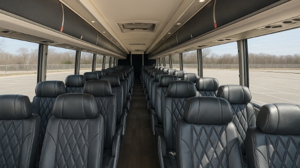 Interior of Charter Bus Company Rogers's 55 Passenger Charter Bus in Rogers