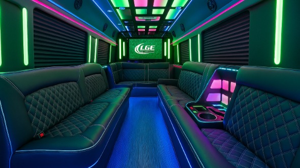 Interior of Charter Bus Company Rogers's Party Bus in Rogers