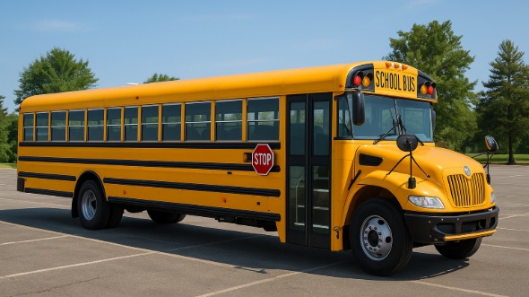 Exterior of Charter Bus Company Rogers's School Bus in Rogers