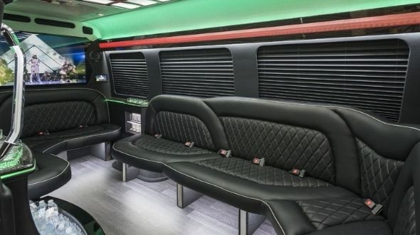 Interior of Charter Bus Company Rogers's Sprinter Limo in Rogers