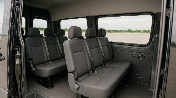 Interior of Charter Bus Company Rogers's Sprinter Van Rental With Driver in Rogers
